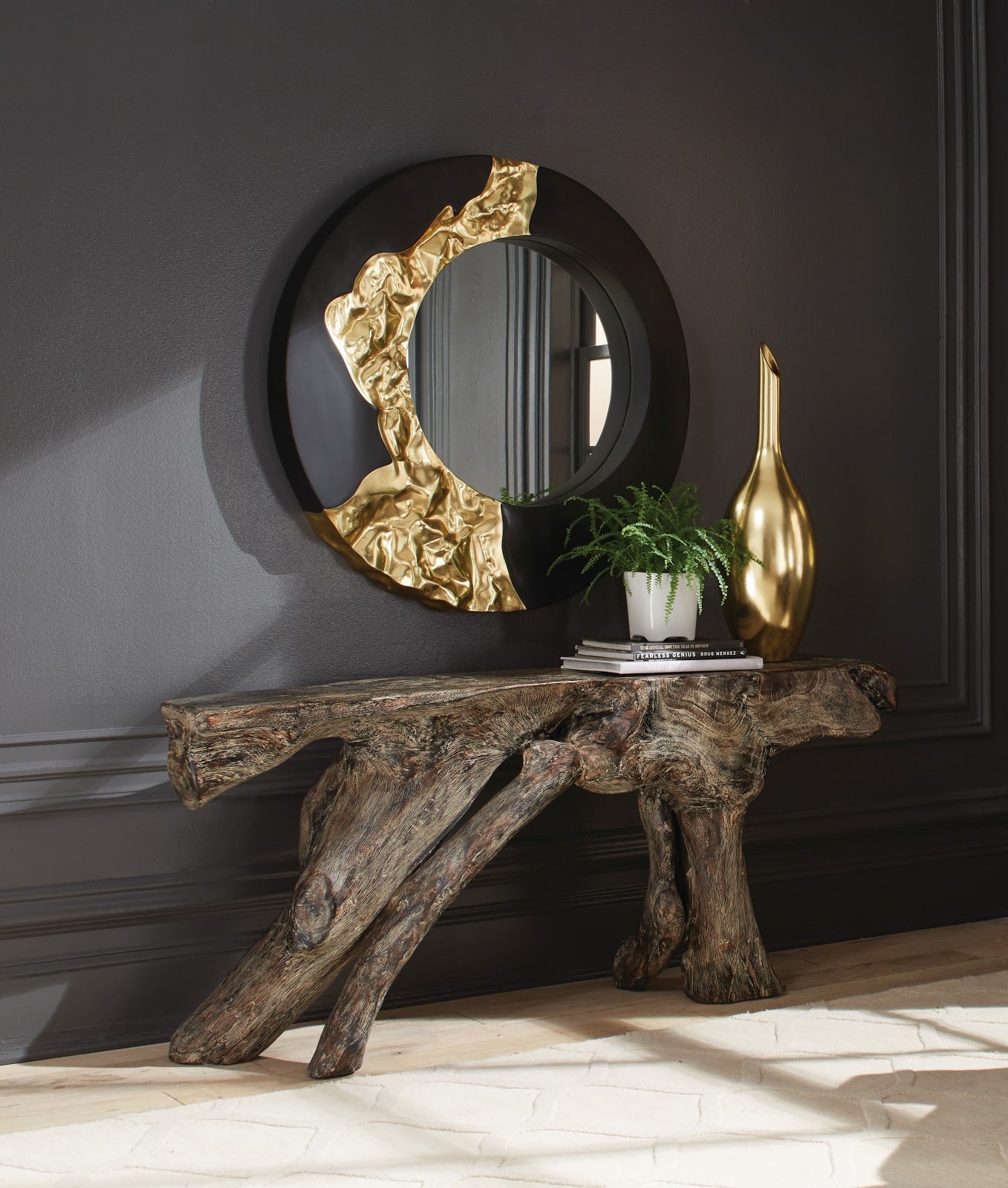 Mercury Mirror, Black, Gold Leaf