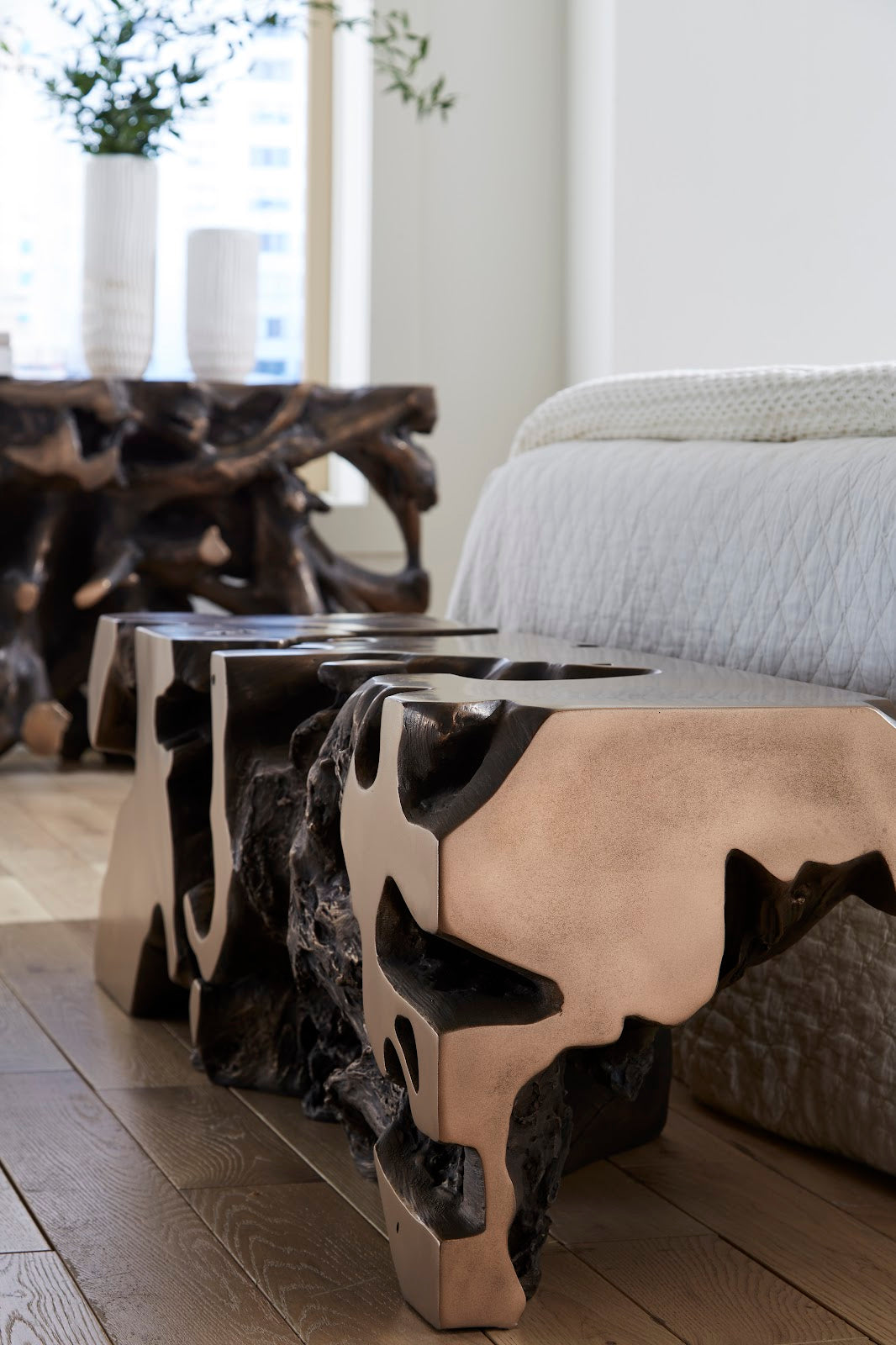 Beau Cast Root Console Table, Bronze