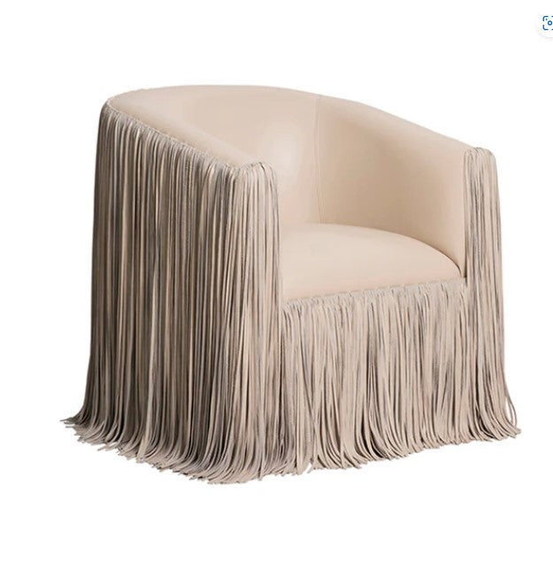 Shaggy Leather Swivel Chair