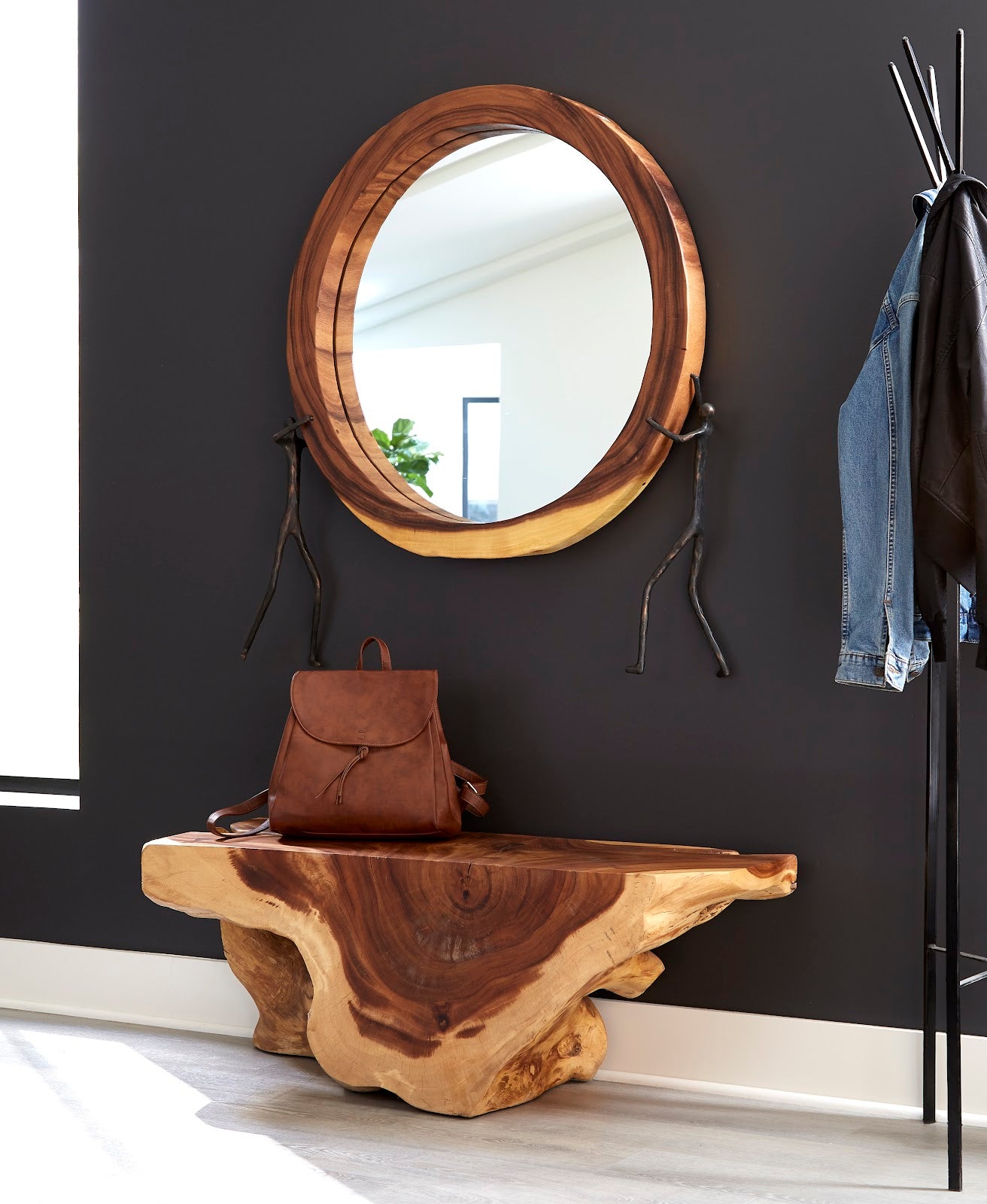 Atlas Mirror, Chamcha Wood, Natural, Metal
