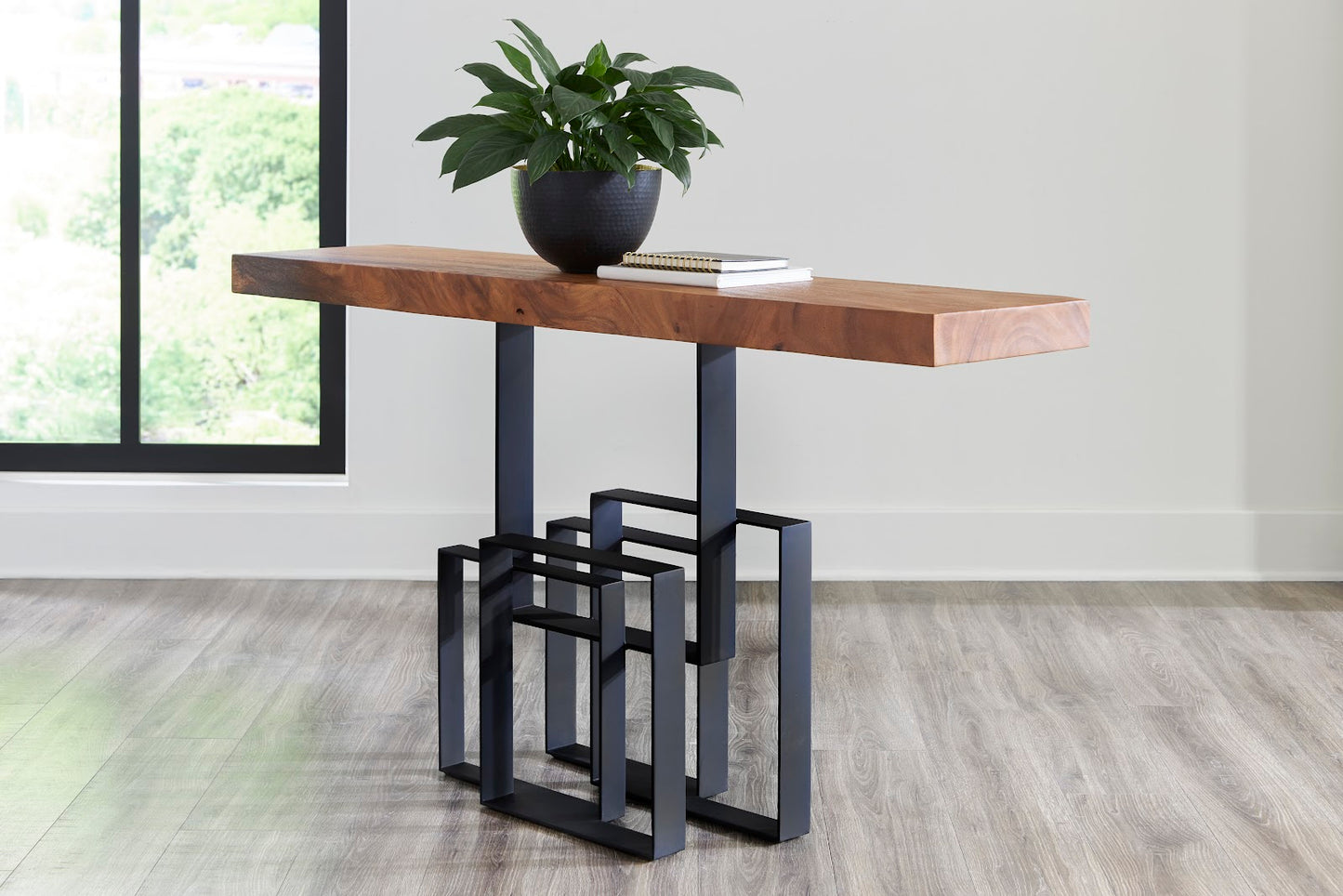 Score Console Table, Chamcha Wood, Iron Base
