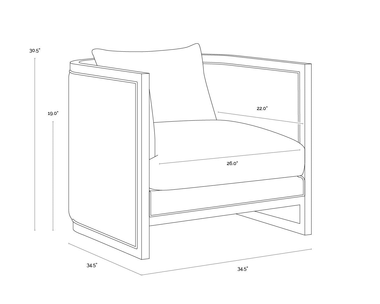 NAHLA CHLOE LOUNGE CHAIR - NATURAL - HEATHER IVORY TWEED