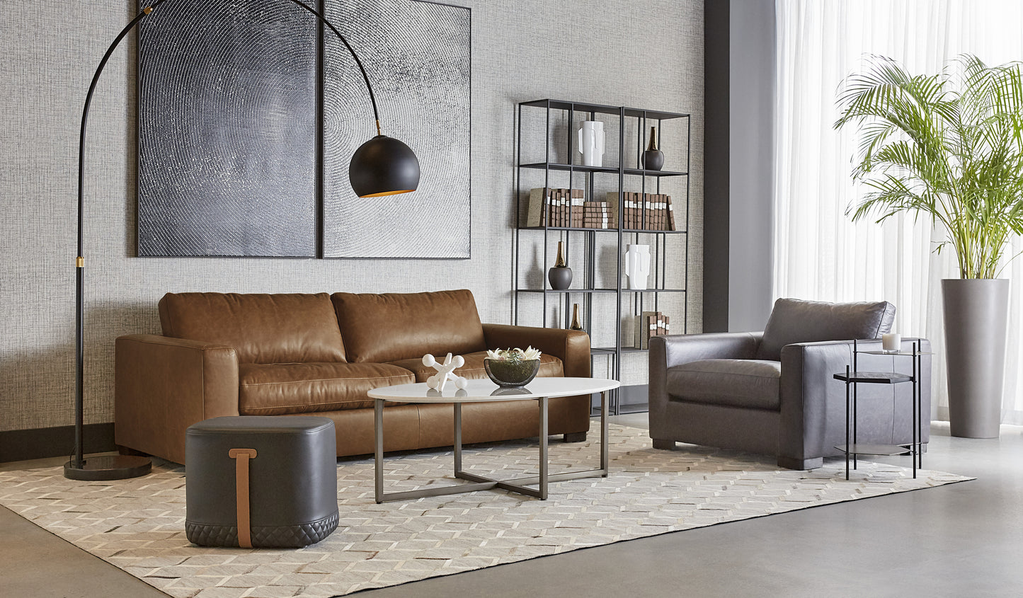 NAHLA BAYLOR SOFA - MARSEILLE CAMEL LEATHER