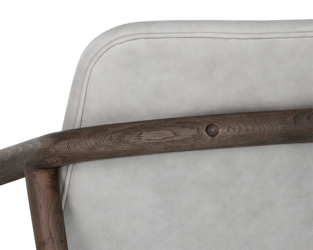 NAHLA CINELLI LOUNGE CHAIR - DISTRESSED BROWN - SALOON LIGHT GREY LEATHER