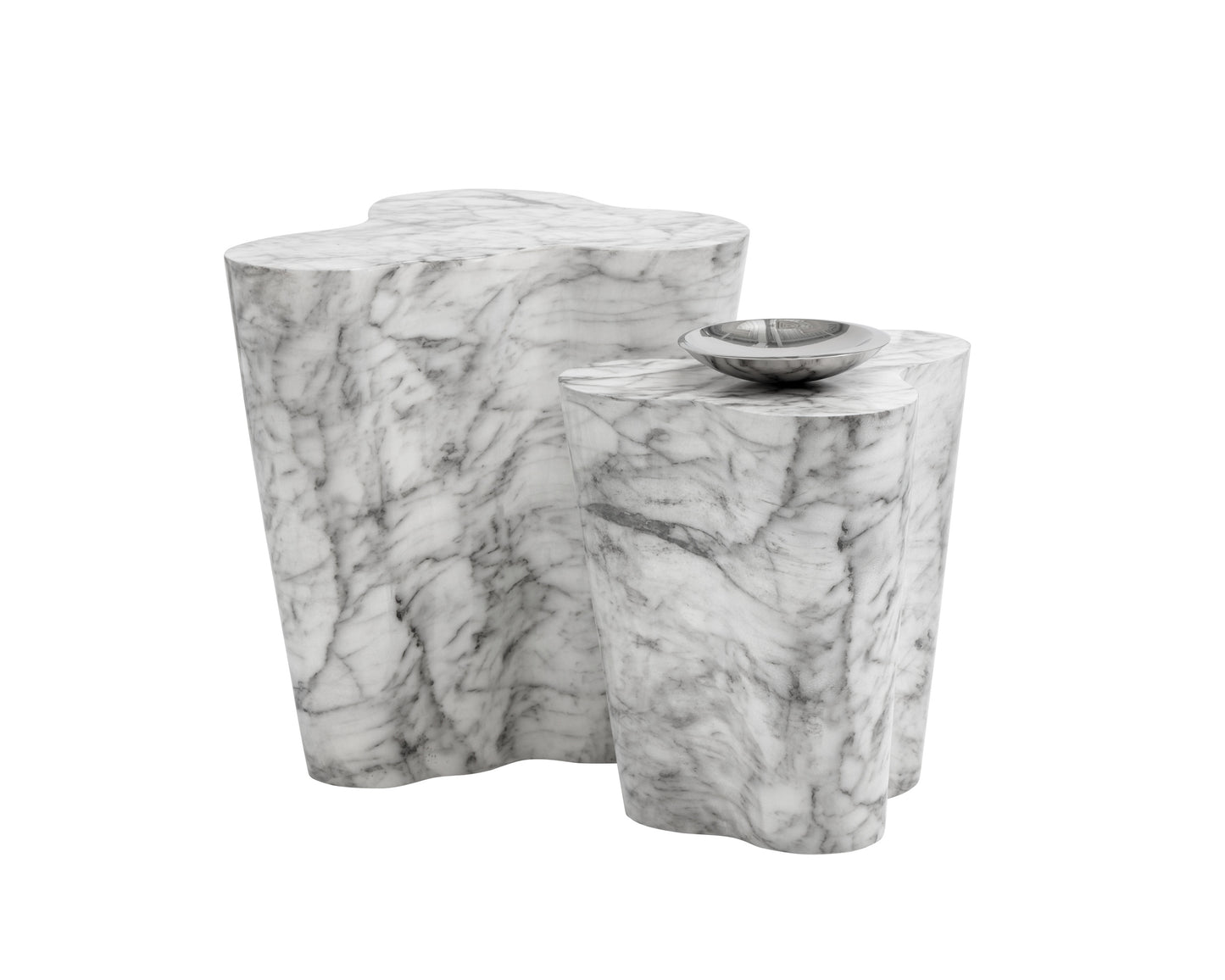 NAHLA AVA SIDE TABLE - LARGE - MARBLE LOOK