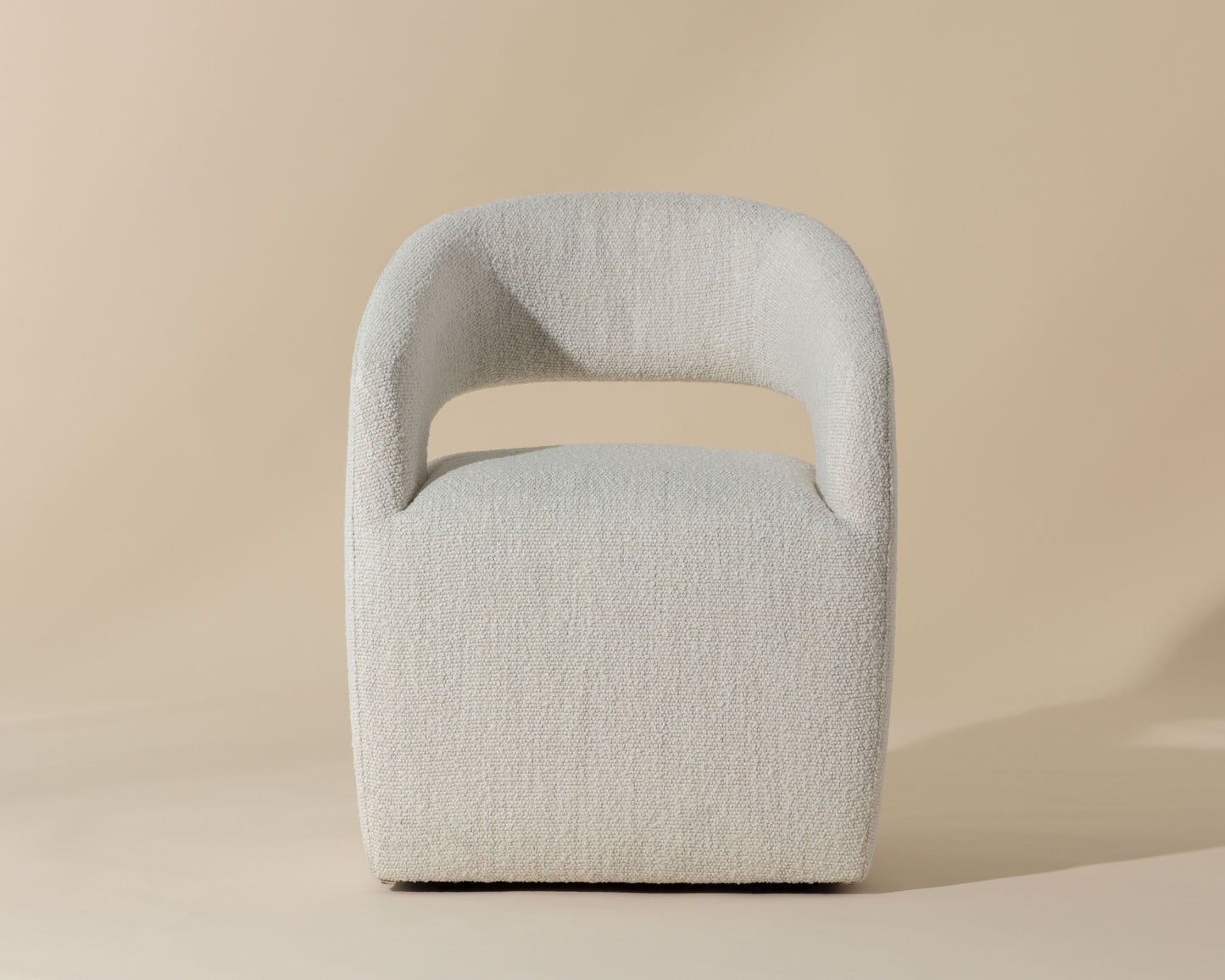 NAHLA LLORET WHEELED DINING ARMCHAIR - MERINO PEARL