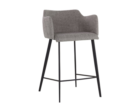 NAHLA GRIFFIN COUNTER STOOL - NOVEMBER GREY / BRAVO COGNAC
