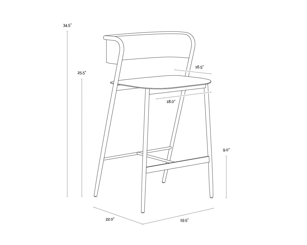 NAHLA KEANU COUNTER STOOL - GUNMETAL