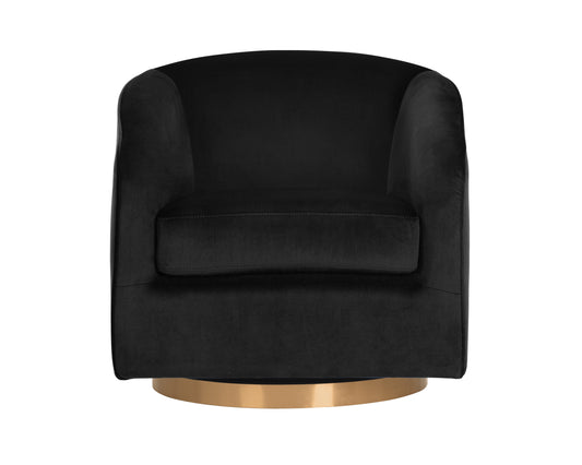 NAHLA HAZEL SWIVEL LOUNGE CHAIR - GOLD - BLACK SKY