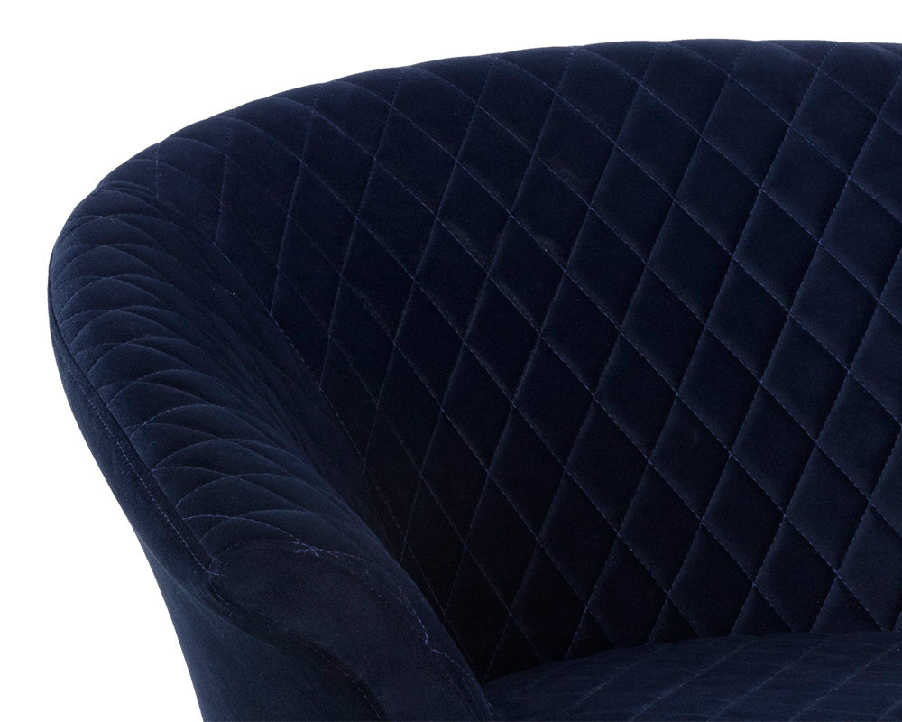 NAHLA CARINE SWIVEL LOUNGE CHAIR - QUILTED ABBINGTON NAVY
