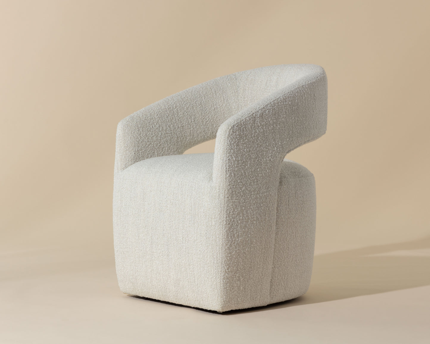 NAHLA LLORET WHEELED DINING ARMCHAIR - MERINO PEARL