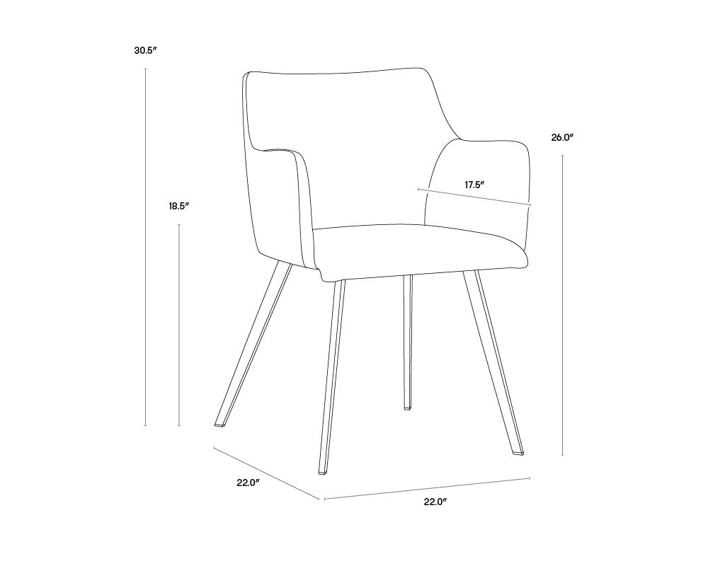 NAHLA GRIFFIN DINING ARMCHAIR - NOVEMBER GREY / BRAVO COGNAC