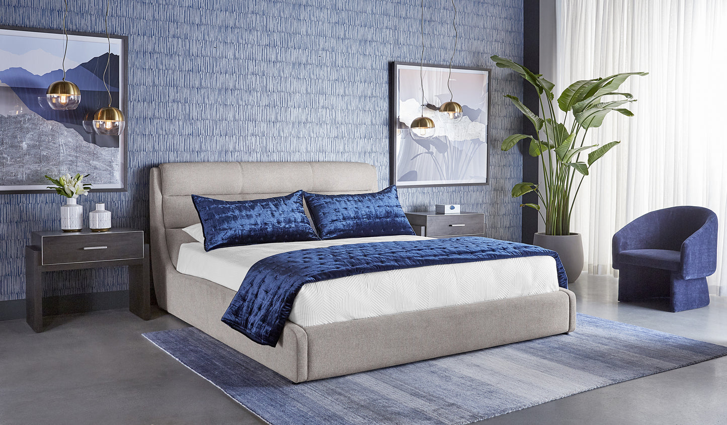 NAHLA LAGOS HAND-LOOMED RUG - BLUE - 9' X 12'