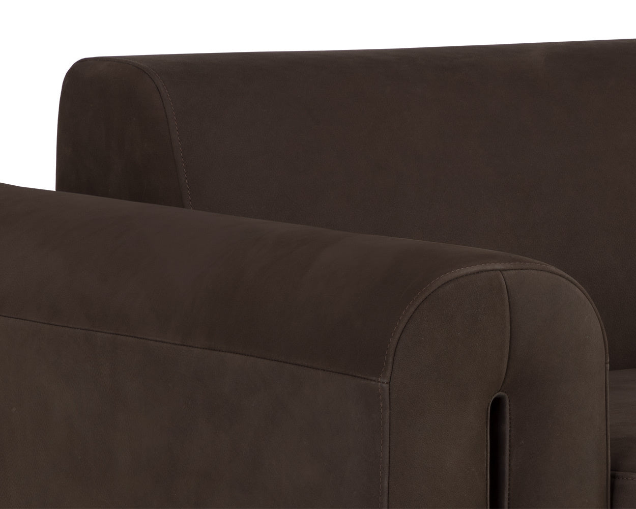 NAHLA ROMER ARMCHAIR - BRUSHED GOLD - NUBUCK COCOA LEATHER