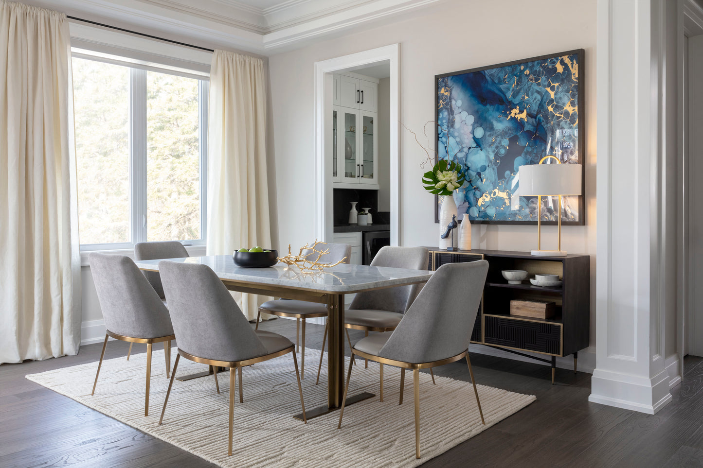 NAHLA MARKWOOD SIDEBOARD - BRASS - DARK BROWN