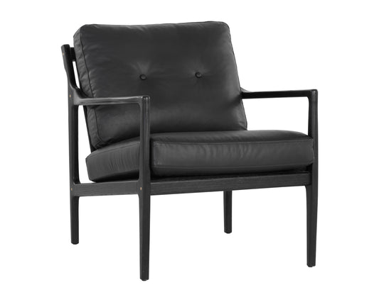 NAHLA GILMORE LOUNGE CHAIR - BLACK - BLACK LEATHER