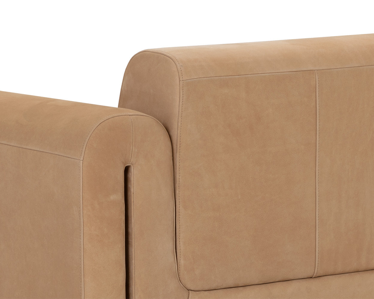NAHLA ROMER SOFA - DISTRESSED BROWN - NUBUCK TAN LEATHER