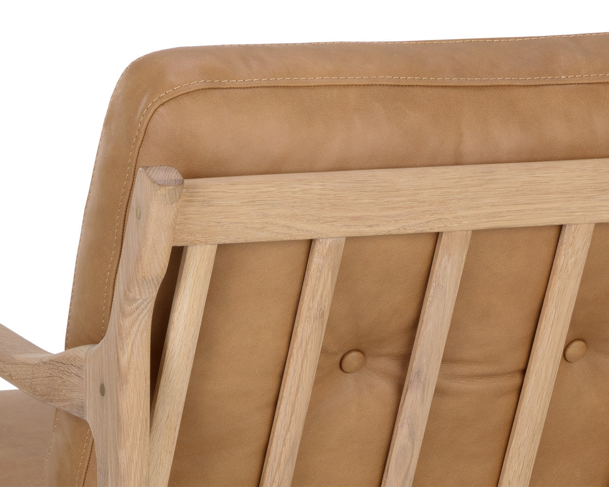 NAHLA GILMORE LOUNGE CHAIR - LIGHT OAK - SAHARA CAMEL LEATHER