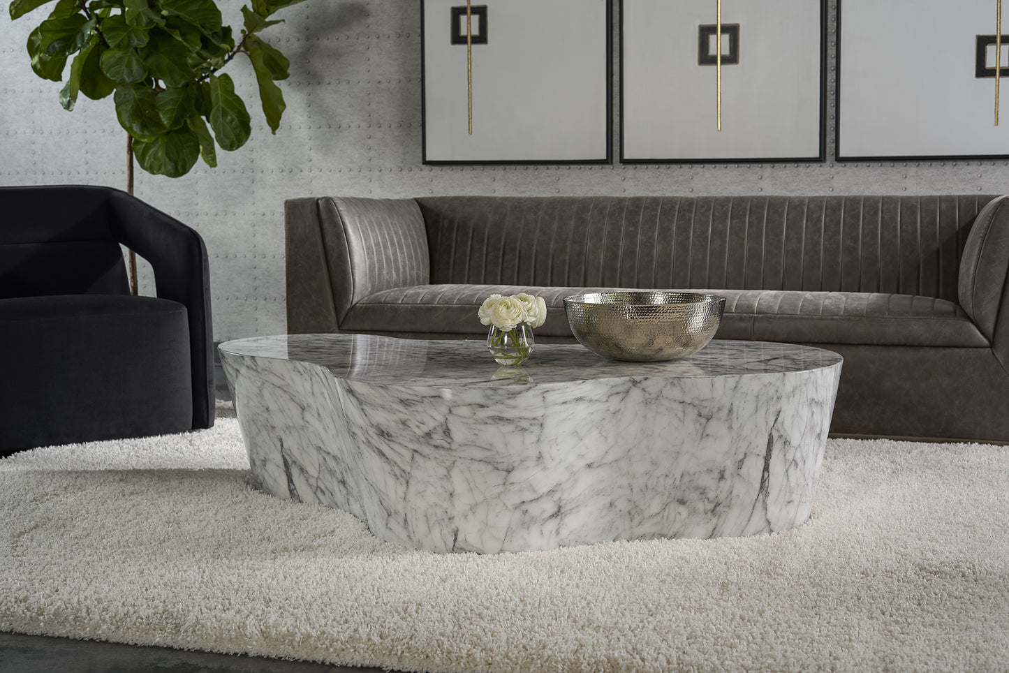 NAHLA AVA COFFEE TABLE - MARBLE LOOK