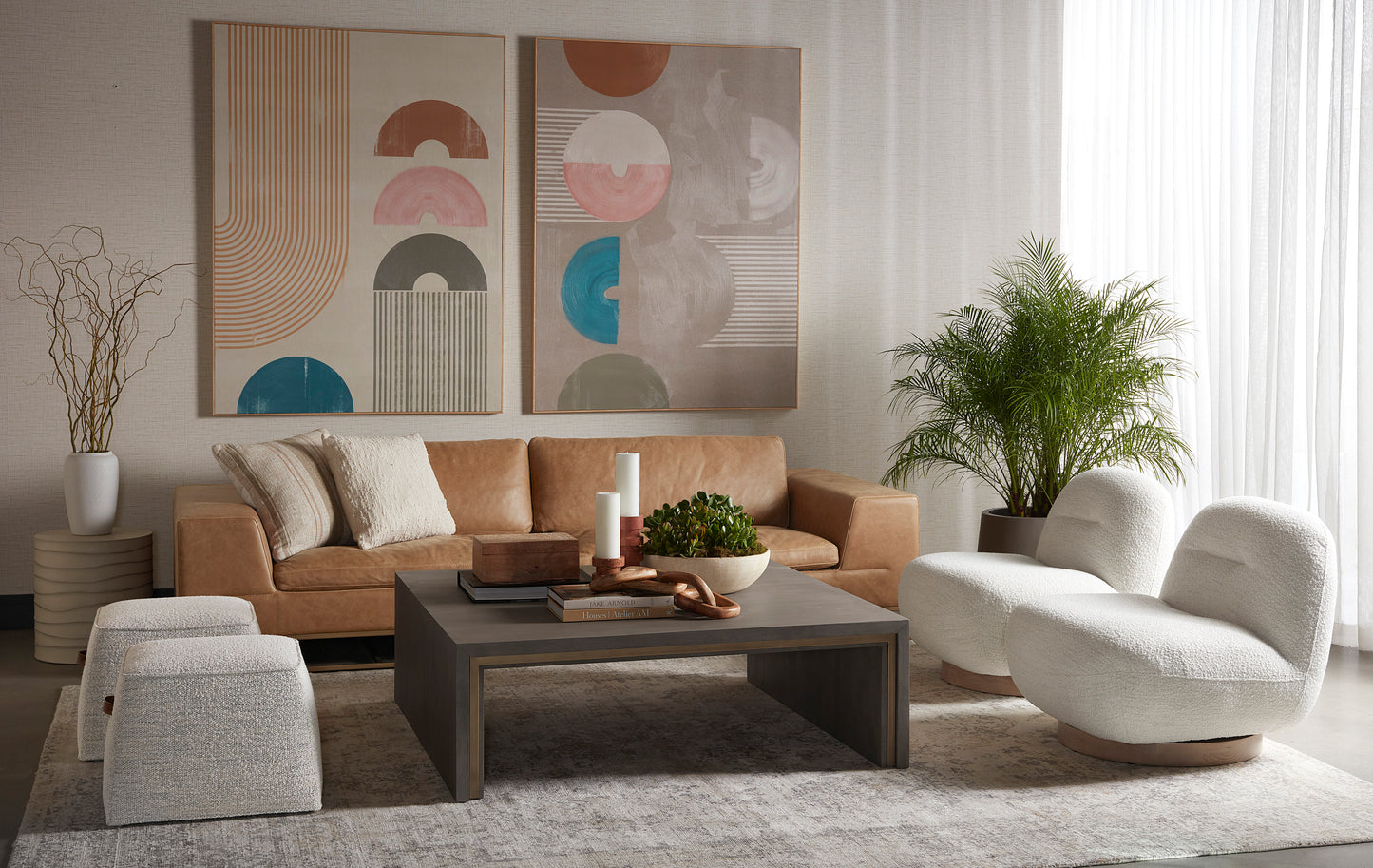 NAHLA FRANZE SWIVEL LOUNGE CHAIR - MERINO PEARL