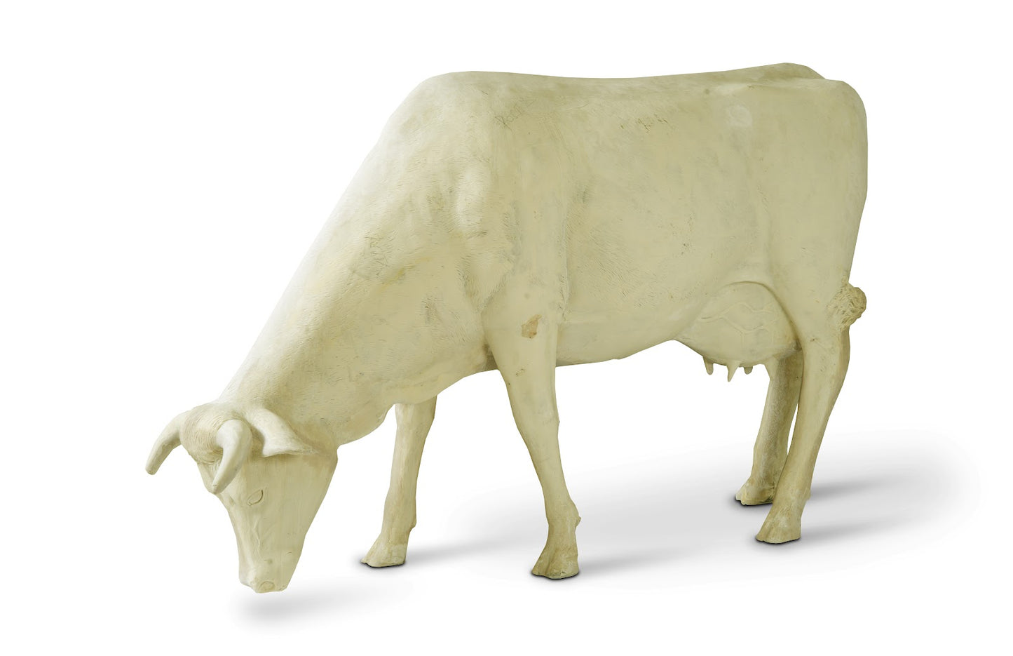 Life Size Cow, Grazing, Off White