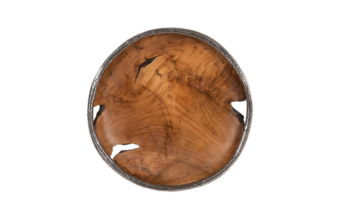 Teak Wood Bowl Wall Art, Metallurgy Edge, XL