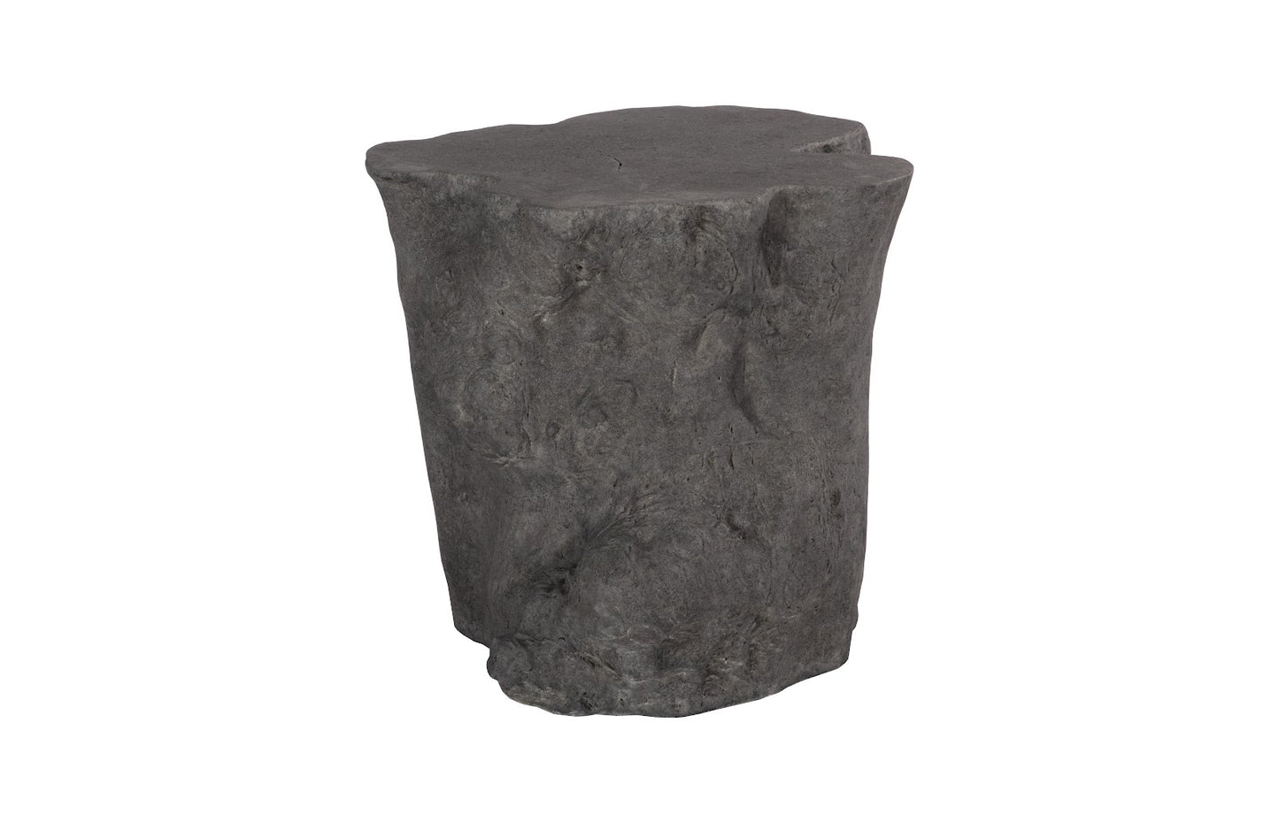 Log Side Table, Charcoal Stone