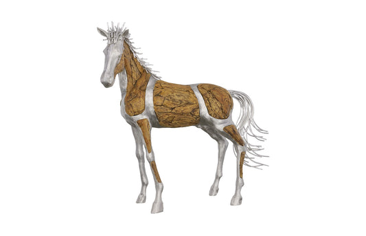 Mustang Horse Woodland Sculpture, Standing