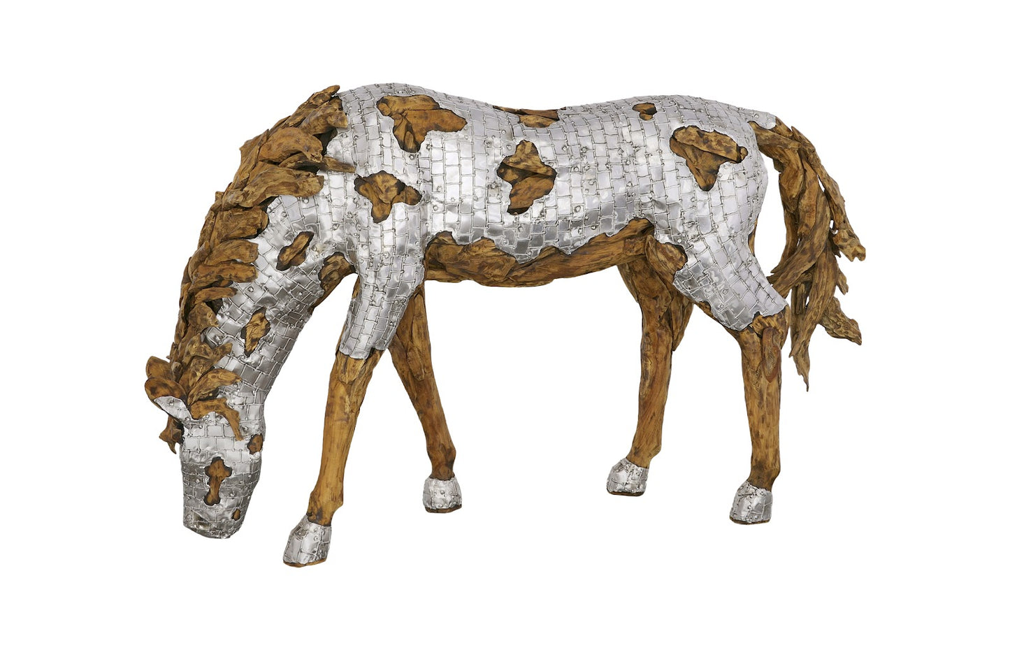 Mustang Horse Armored Sculpture, Grazing
