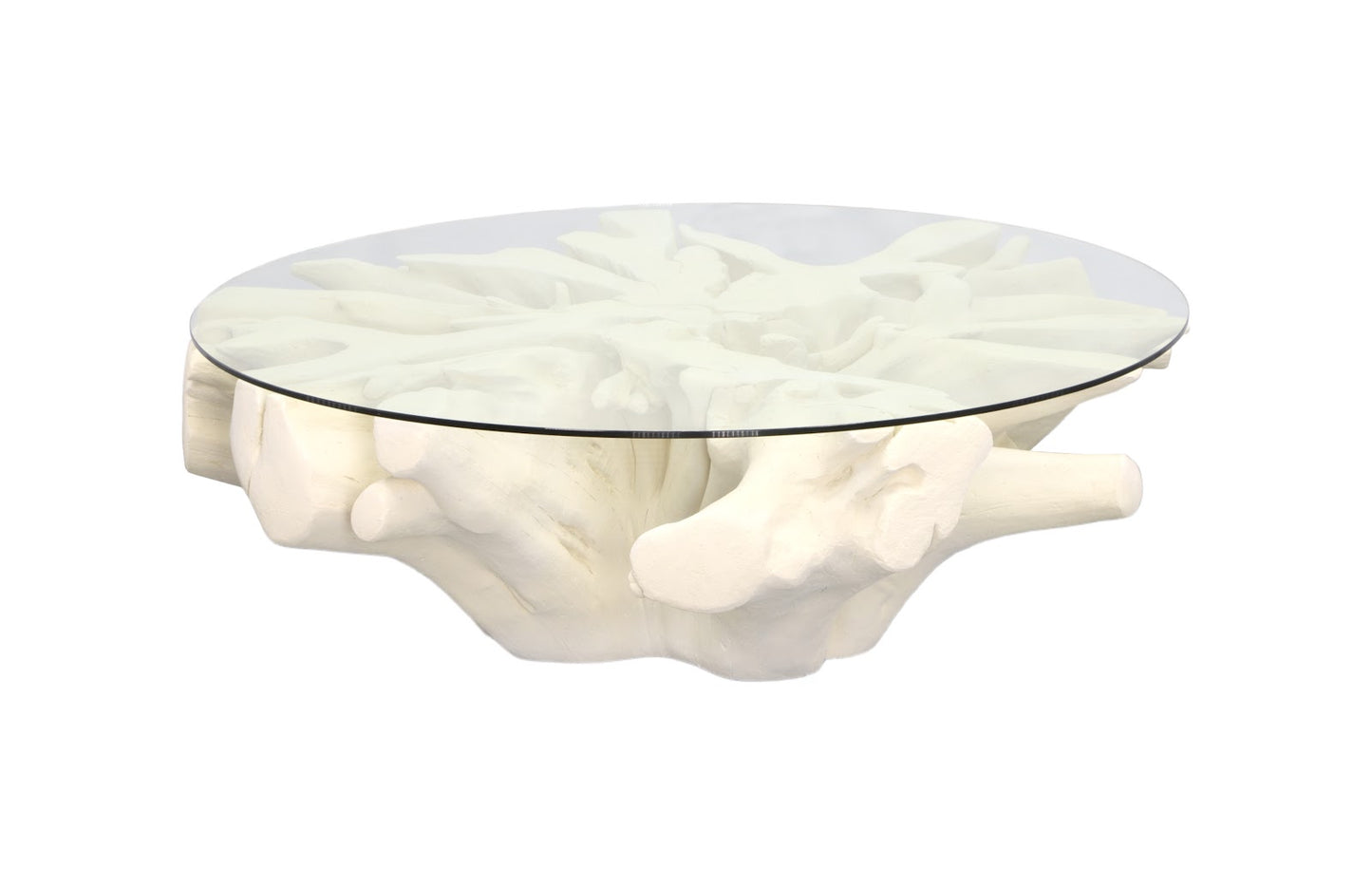 Sono Cast Root Coffee Table, With Glass, Roman Stone