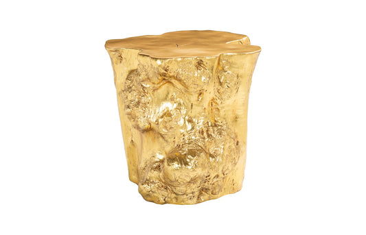 Log Side Table, Gold Leaf