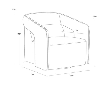 NAHLA KENDRICK SWIVEL LOUNGE CHAIR - ABBINGTON BLACK