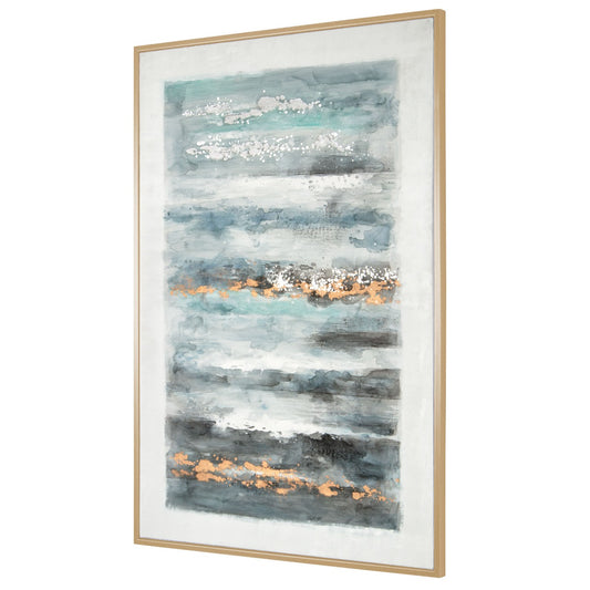 Blue Ribbons, Hand Painted Framed Canvas