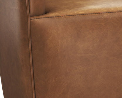 NAHLA CARMINE SWIVEL LOUNGE CHAIR - COGNAC LEATHER