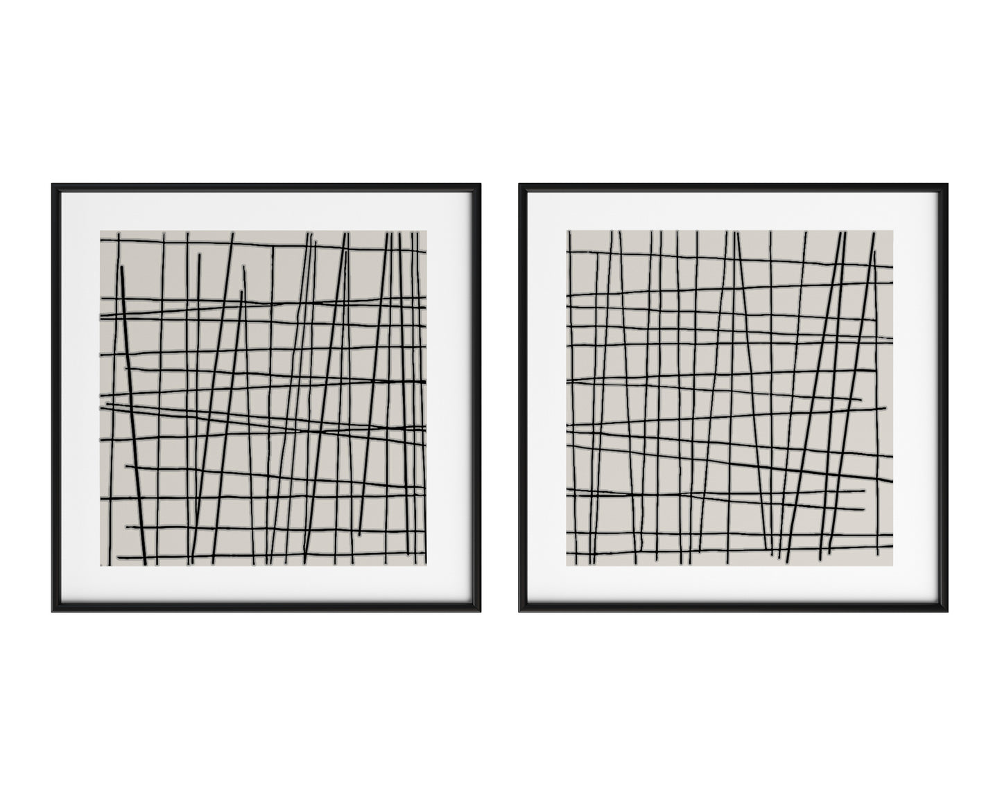 NAHLA CROSSHATCH (SET OF 2) - 48" X 48" - BLACK FLOATER FRAME