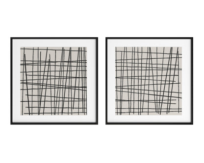 NAHLA CROSSHATCH (SET OF 2) - 48" X 48" - BLACK FLOATER FRAME