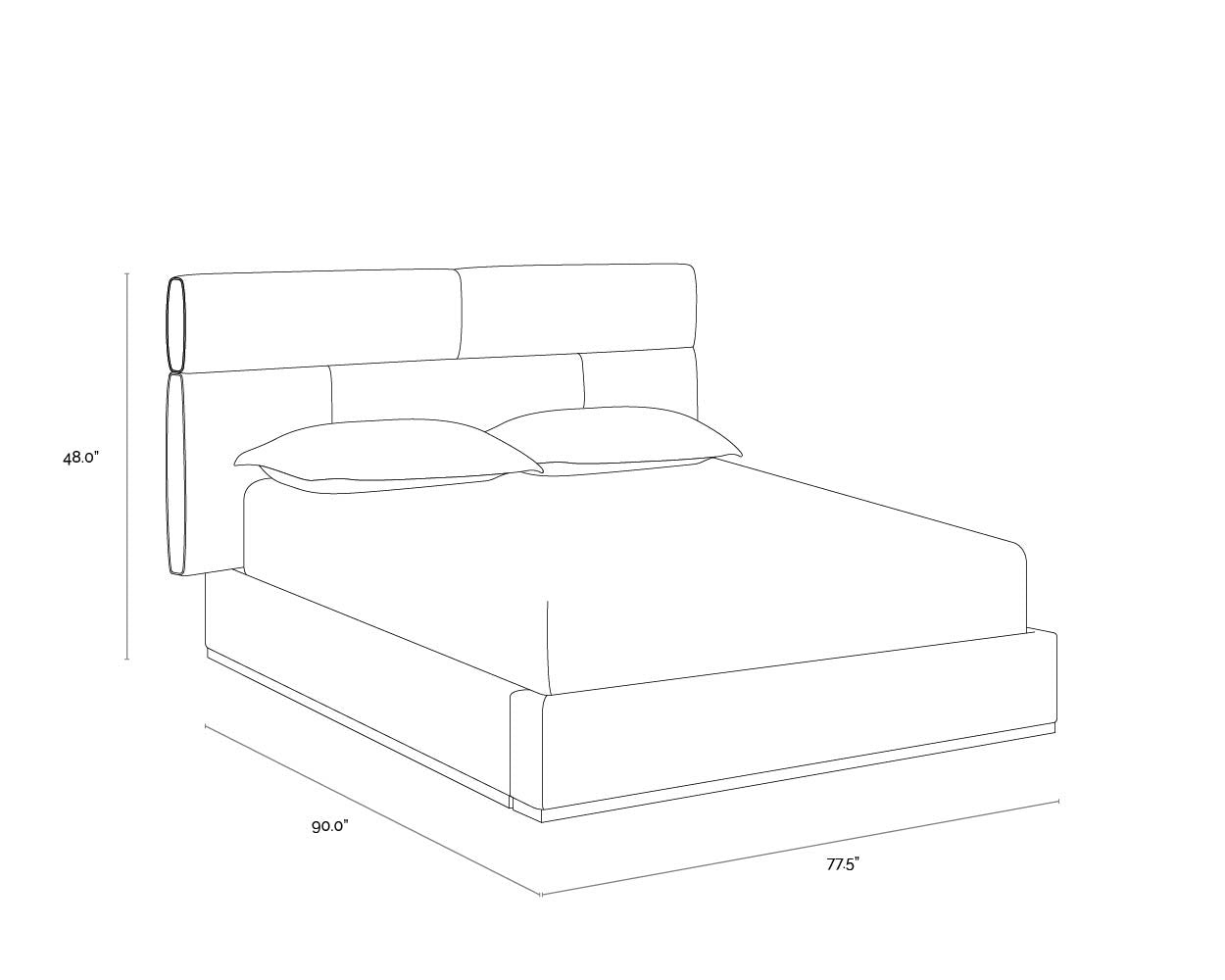 NAHLA BECKHAM BED - QUEEN - QUILTED ABBINGTON CHARRED BROWN