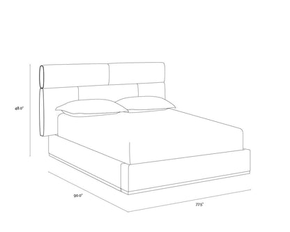 NAHLA BECKHAM BED - QUEEN - QUILTED ABBINGTON CHARRED BROWN