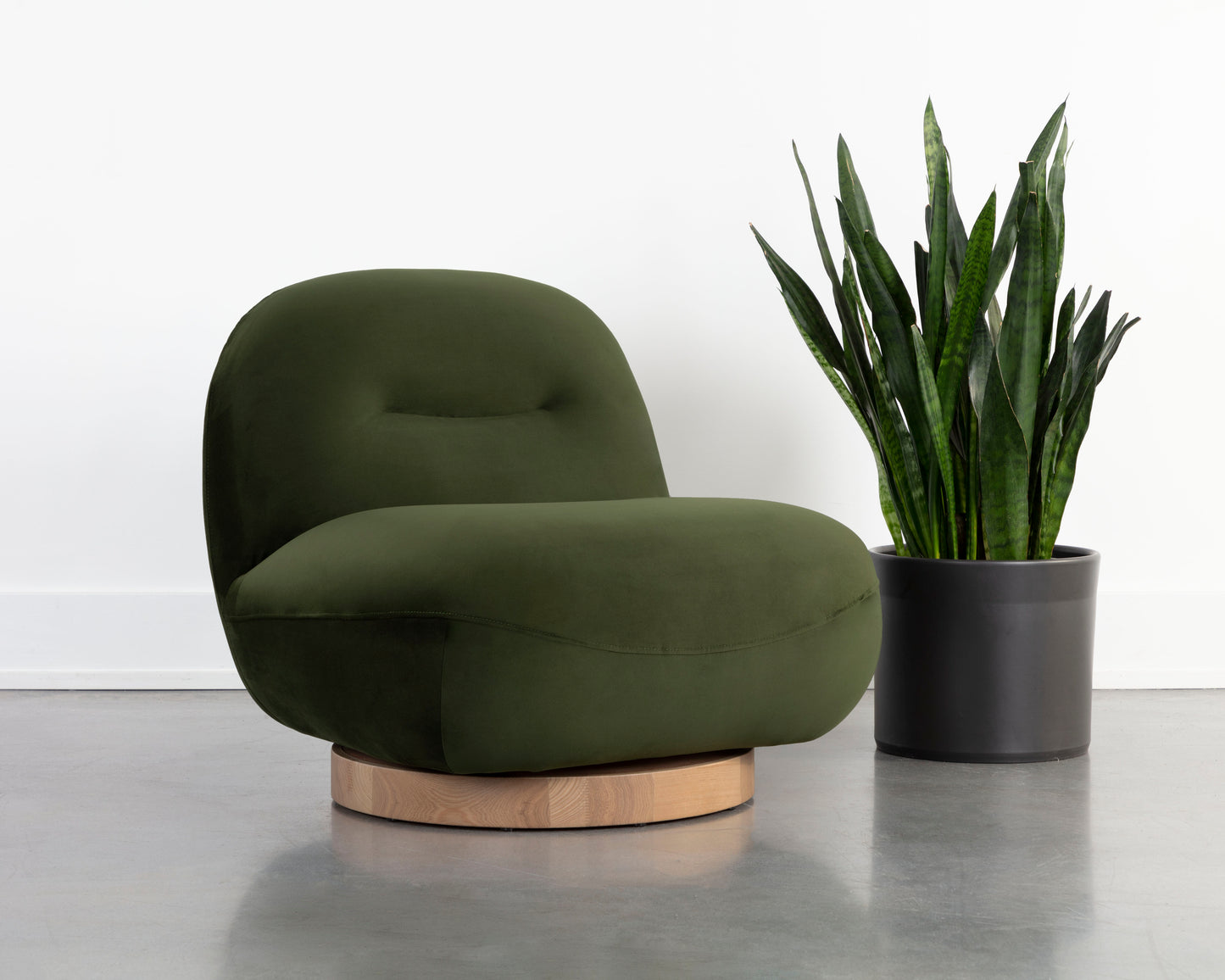 NAHLA FRANZE SWIVEL LOUNGE CHAIR - MOSS GREEN