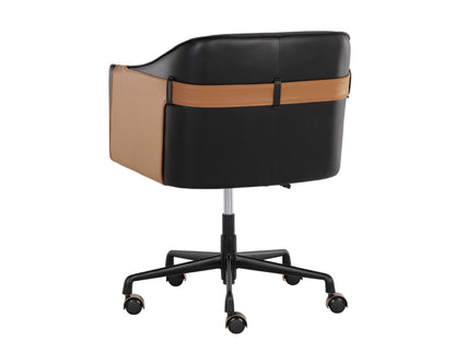 NAHLA CARTER OFFICE CHAIR - NAPA BLACK / NAPA COGNAC