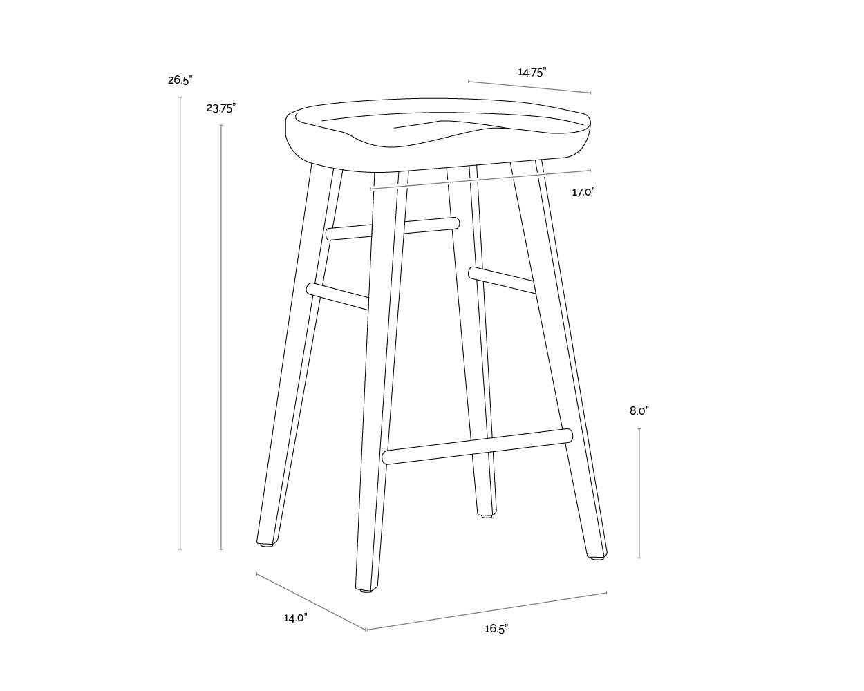 NAHLA DOMINIC COUNTER STOOL - WALNUT