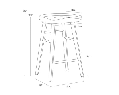 NAHLA DOMINIC COUNTER STOOL - WALNUT