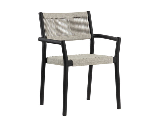 NAHLA KAVALA STACKABLE DINING ARMCHAIR - CHARCOAL