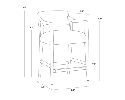 NAHLA KEAGAN COUNTER STOOL - SHALIMAR TOBACCO LEATHER