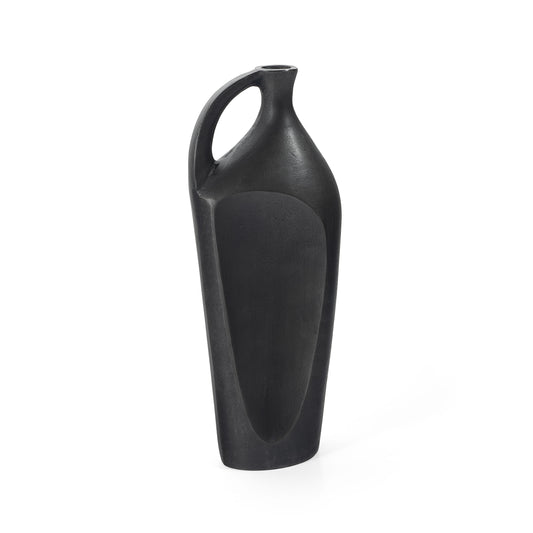 Kaius 14" Decorative Metal Table Vase, Small Grey