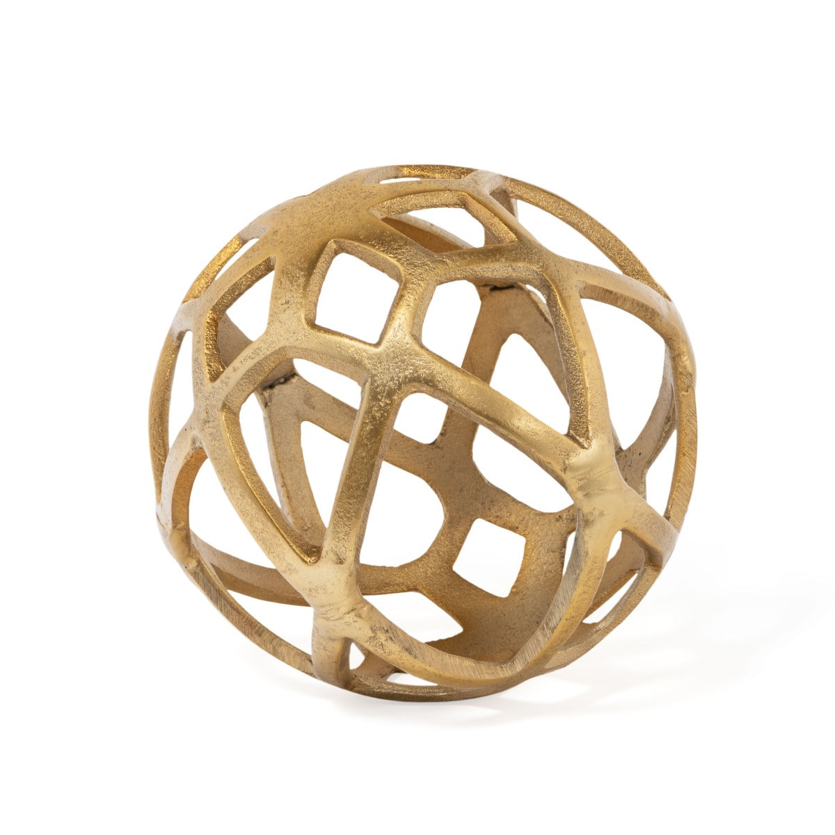 Vyan Decorative Metal Orb Sculpture, Large Gold