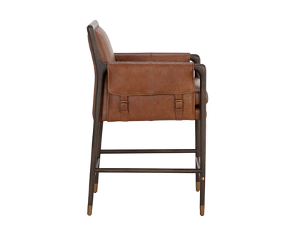 NAHLA MAUTI COUNTER STOOL - BROWN - SHALIMAR TOBACCO LEATHER