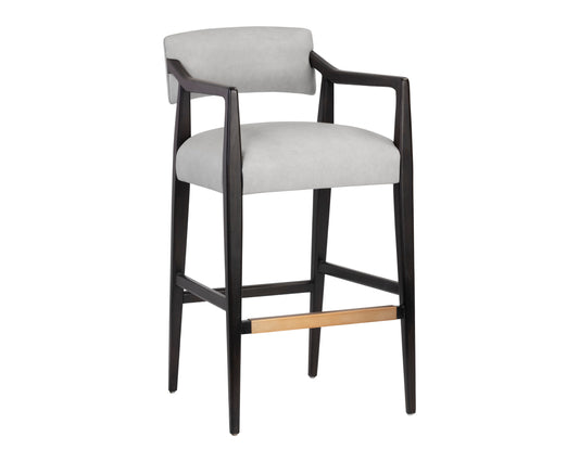 NAHLA KEAGAN BARSTOOL - SALOON LIGHT GREY LEATHER