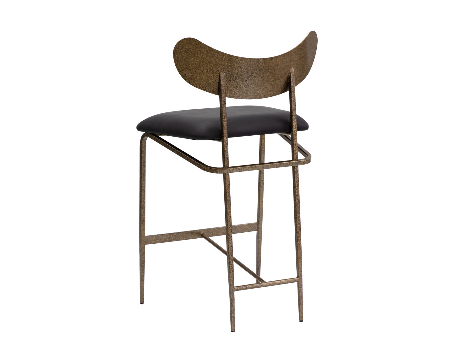 NAHLA GIBBONS COUNTER STOOL - ANTIQUE BRASS - CHARCOAL BLACK LEATHER