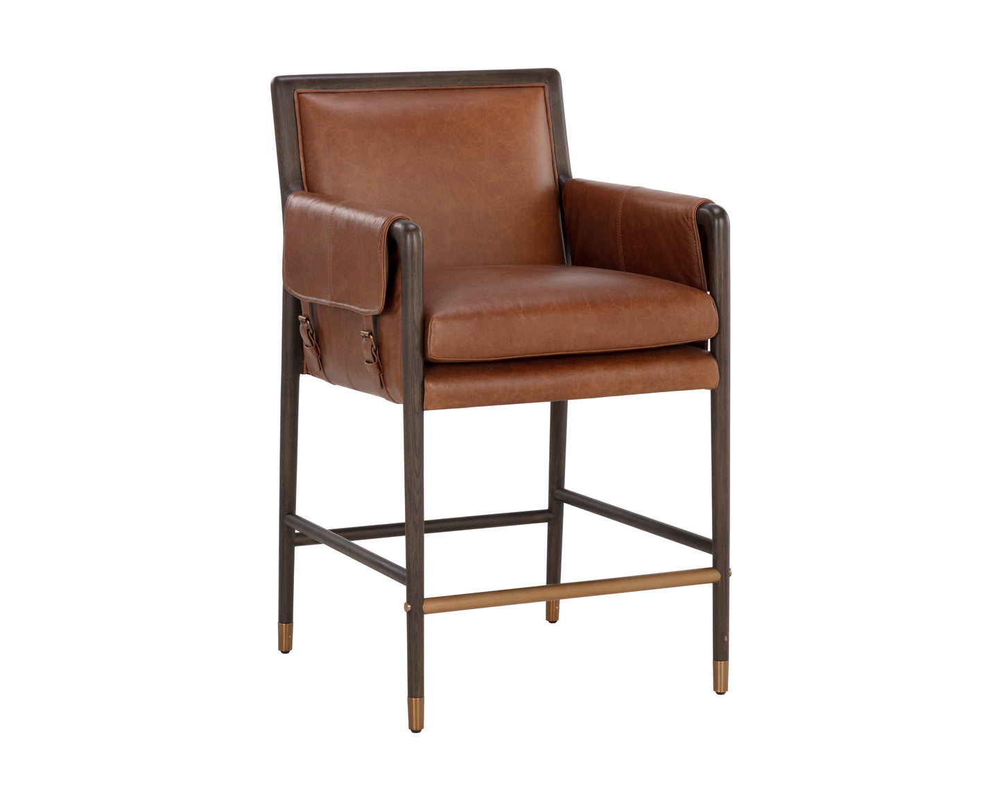 NAHLA MAUTI COUNTER STOOL - BROWN - SHALIMAR TOBACCO LEATHER